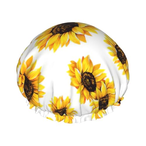sunflower Print Shower CapSoft,Reusable, Double WaterproofBath Hat Women,Breathable, von Peiyeety