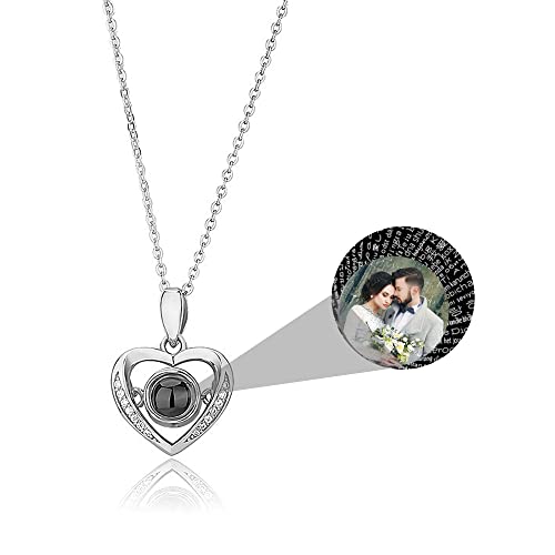 Ich liebe dich Halskette 100 Sprachen Personalisierte Foto Projektion Halskette mit Bild im Stein Projektionskette Kette Herz Foto Halskette 925 Sterling Silber Rose Gold Liebe Anhänger Schmuck von Pekdi