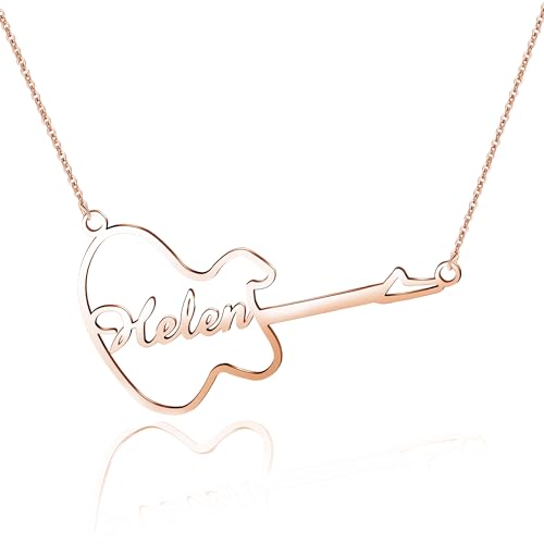 Pekdi Personalisierte Name Halskette 925 Sterling Silber Gitarre Anhänger benutzerdefinierte eingraviert Name Halskette personalisierte Musik Schmuck Geburtstag Geschenk für Gitarrist Musikliebhaber von Pekdi