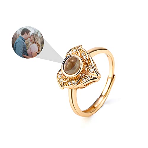 Personalisierte Foto Ring Schmuck Projektion Ring mit Bild 925 Sterling Silber Ich liebe dich 100 Sprachen Herz Ring Verlobung Hochzeit Versprechen Ringe Band Einstellbare Open Ring für Sie von Pekdi