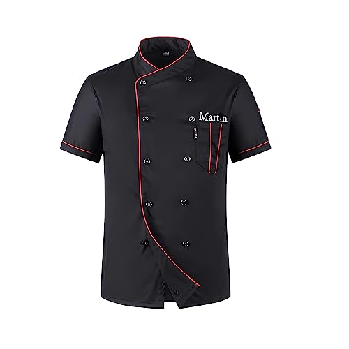 Personalisierte Koch Mantel benutzerdefinierte kurze Ärmel Koch Hemden Koch Jacke Gestickter Name Koch Uniform Restaurant Küche Uniformen Kleidung für Männer Frauen Personalisierte Koch Mantel benutzerdefinierte kurze Ärmel Koch Hemden Koch Jacke Gestickter Name Koch Uniform Restaurant Küche Uniformen Kleidung für Männer Frauen von Pekdi