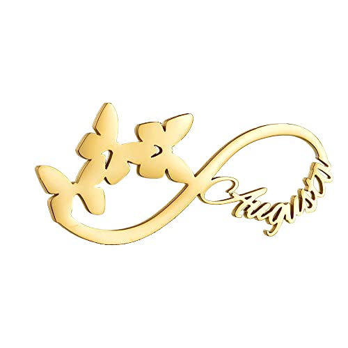 Personalisierte Namensbrosche Pins Unendlichkeit Liebe Herz Name Pin Schmetterling Brosche Pin Edelstahl 18k Gold Monogramm Anfangsbuchstaben Namensschild Pins Schmuck für Frauen Männer von Pekdi