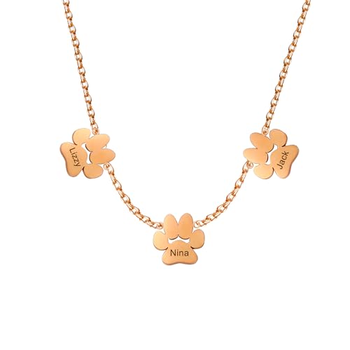 Personalisierte Paw Print Name Halskette, personalisierte Hund Pfote Halskette, Hundehalskette für Frauen Pet Memorial Schmuck für Tierliebhaber, Weihnachtsgeschenk Mothers Day Geschenk für Pet Mom von Pekdi