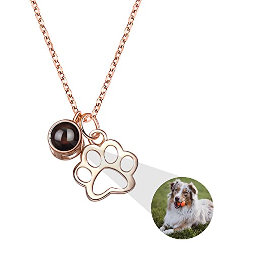 Projektionskette mit Foto Personalisierte Hunde Pfotenabdruck Kette 925 Sterling silber Haustier Foto Halskette Hundeknochen Anhänger Bild Kette im Stein Haustier Erinnerungs Schmuck Geschenke Frauen von Pekdi