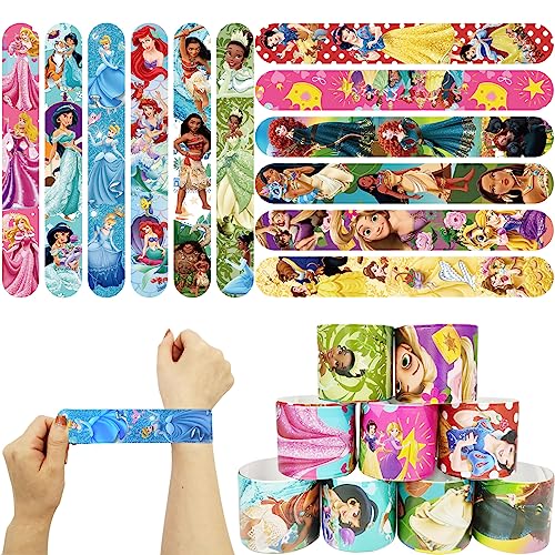 Pellinch Prinzessin Schnapparmband Kinder,12 Prinzessin Slap Armband Slap Bands Schnapparmbänder Set Bunte Party Mitgebsel Kindergeburtstag Wristband Bracelets für Jungen Mädchen Partyzubehör Deko von Pellinch