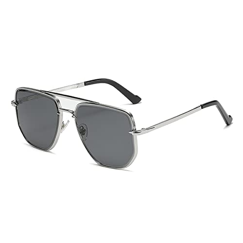 PenKee Quadratische Metallsonnenbrille für Männer und Frauen, unregelmäßige Sonnenbrille, männliche Farbtöne, UV400 von PenKee