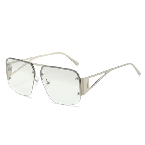 PenKee Randlose quadratische Sonnenbrille für Männer und Frauen, Vintage, rahmenlose Sonnenbrille für Männer, halbrandlose Brillen, Shades UV400 von PenKee