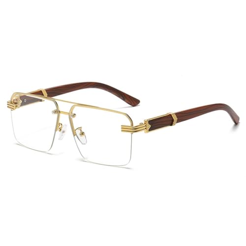 PenKee Sonnenbrillen für Herren, Sonnenbrillen für Damen, Vintage-Holzbrille, randlos, quadratische Holztöne von PenKee