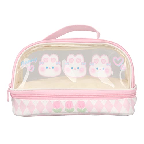 PenRux Kawaii Federtasche, Kaninchenmuster Ästhetische niedliche Federtasche Tasche Doppellagig Große Kapazität Schreibwaren Wasserdicht Transparente Federtasche Tasche von PenRux