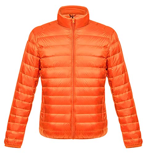 Leichte Daunenjacke Herren Daunenmantel Steppjacke Daunen Winterjacke Herren Leicht Männer Light Down Jacke Daunenjacken Ultraleichte Dünne Steppjacken Winter Übergröße Große Größen Orange 2XL von Pengniao