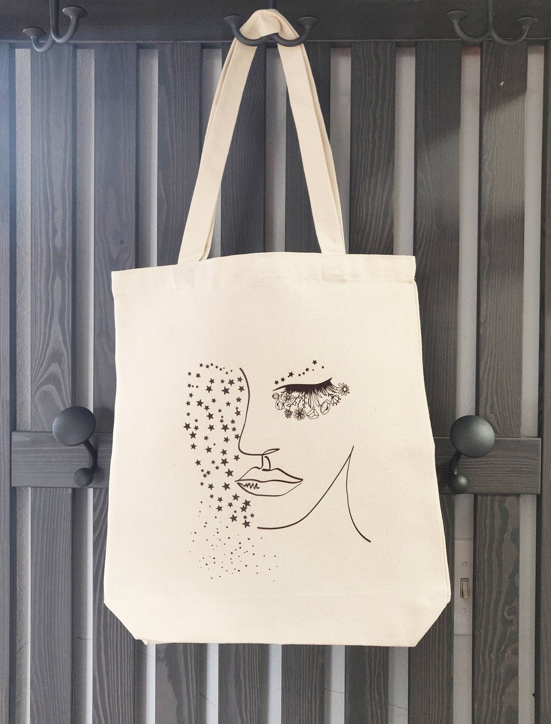 Frauen Form Mit Sternen Regen Tote, Heavy Duty Canvas, Geschenk Für Geburtstag, Abschlussfeier, Reisen, Lebensmittel, Bücher, Alles Tasche von PenyBlueHandmade