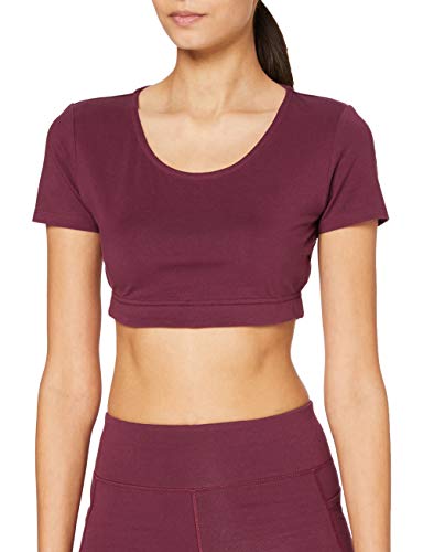 People Tree Damen Crop Top Yoga-Shirt, burgunderfarben, 40 von People Tree