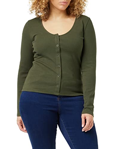 People Tree Damen Ellie Rib Cardigan Sweater, Khaki, 14 von People Tree