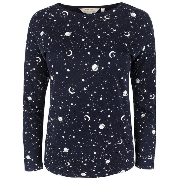 People Tree Pyjama Top - Galaxy Pyjama-Longsleeve Shirt - aus Bio-Baumwolle von People Tree