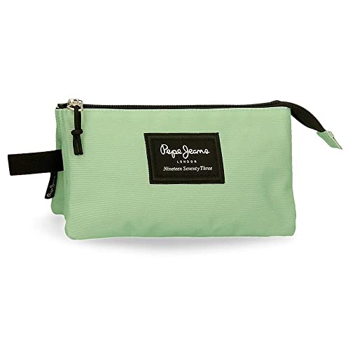 Pepe Jeans Aris Federmäppchen, dreifach, Grün, 22 x 12 x 5 cm, Polyester, grün, Dreifach-Etui von Pepe Jeans