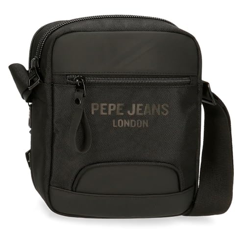 Pepe Jeans Bromley Messengerhülle Schwarz 17x22x7,5 cm Polyester, Schwarz, Talla única, Umhängetasche von Pepe Jeans