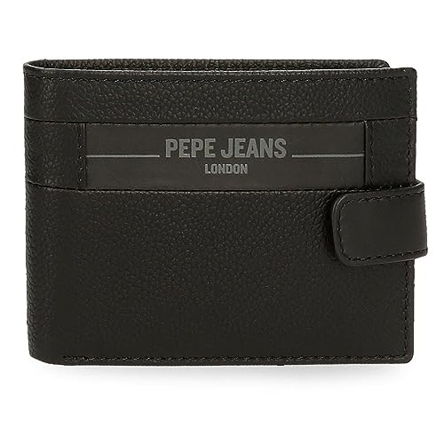 Pepe Jeans Checkbox Horizontale Geldbörse mit Klickverschluss, Schwarz, 11 x 8,5 x 1 cm, Leder, Schwarz, Talla única, horizontale Geldbörse mit Klickverschluss, Schwarz, one Size, Horizontale von Pepe Jeans