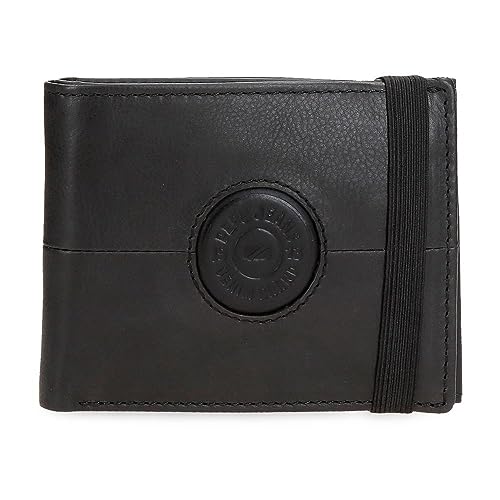 Pepe Jeans Cracker Geldbörse mit Gummiband Schwarz 11,5 x 8,5 x 1 cm Leder, Schwarz, Talla única, Geldbörse mit Gummiband von Pepe Jeans