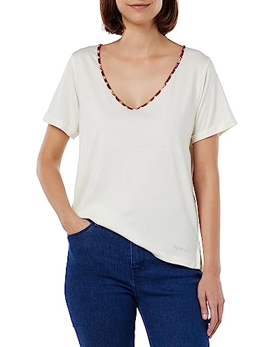 Pepe Jeans Damen Becca T Shirt, Weiß (Mousse), L EU von Pepe Jeans