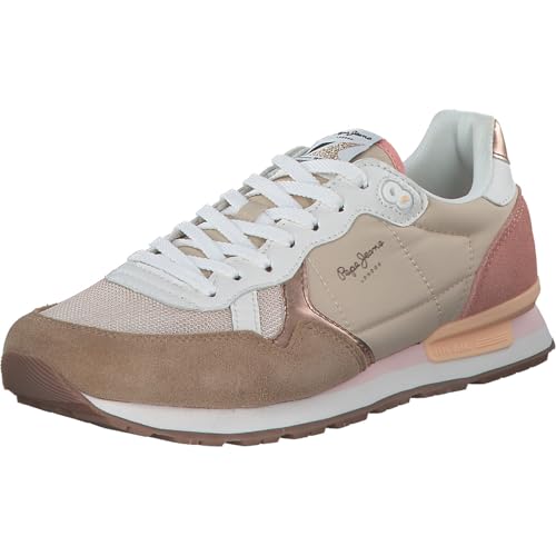 Pepe Jeans Damen Brit Mix W Sneaker, Braun (Sandbeige), 3 von Pepe Jeans