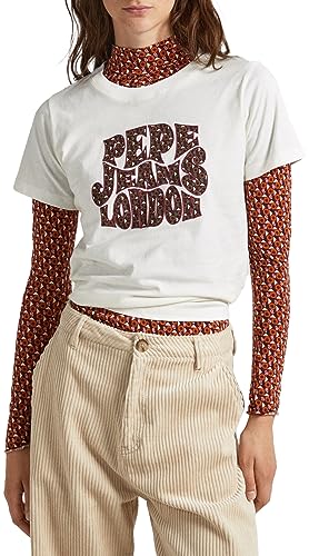 Pepe Jeans Damen Claritza T-Shirt, White (Mousse), M von Pepe Jeans