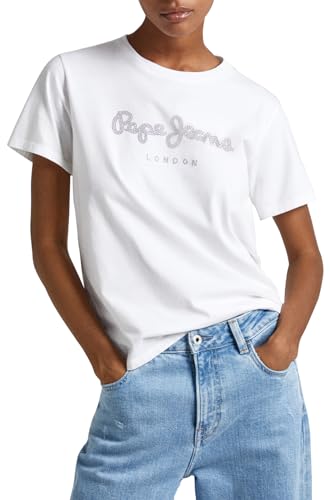 Pepe Jeans Damen Hailey T-Shirt, White (White), M von Pepe Jeans