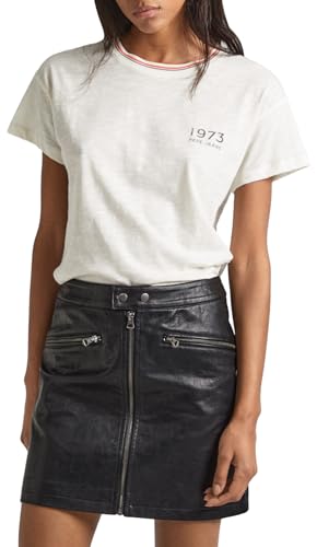 Pepe Jeans Damen Halina T-Shirt, White (Mousse White), M von Pepe Jeans