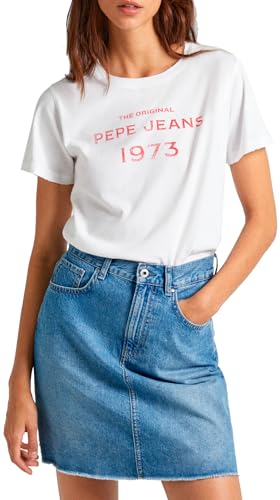 Pepe Jeans Damen Harbor T-Shirt, White (White), L von Pepe Jeans