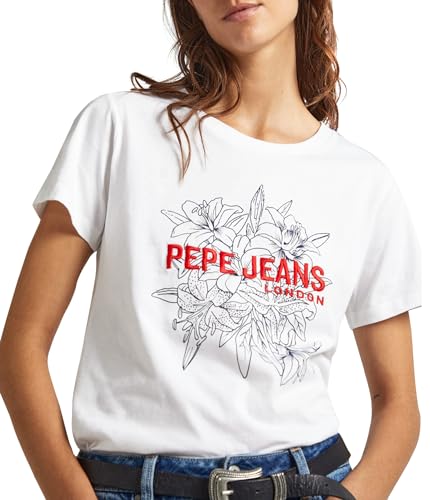 Pepe Jeans Damen INES T-Shirt, White (White), S von Pepe Jeans
