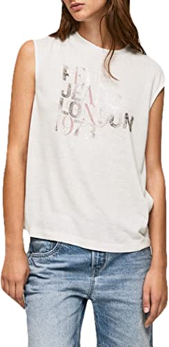 Pepe Jeans Damen Lidia T-Shirt, White (White), M von Pepe Jeans