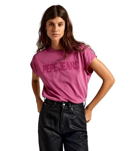 Pepe Jeans Damen Lilith T-Shirt, Pink (English Rose Pink), L von Pepe Jeans