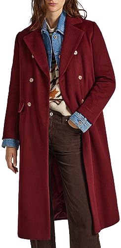 Pepe Jeans Damen Madison Long Coat, Red (Burgundy), M von Pepe Jeans