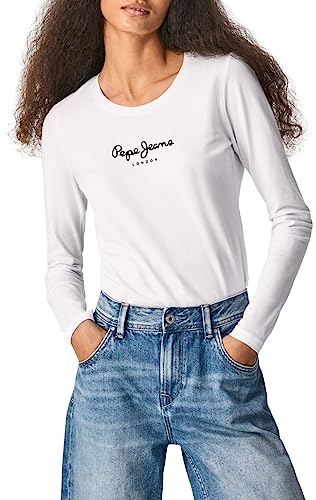 Pepe Jeans Damen T-Shirt New Virginia Ls N, Weiß, XS von Pepe Jeans