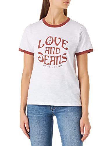 Pepe Jeans Damen Riley T-Shirt, White (White), M von Pepe Jeans