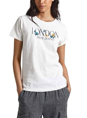 Pepe Jeans Damen Velvet T-Shirt, White (Mousse), XS von Pepe Jeans