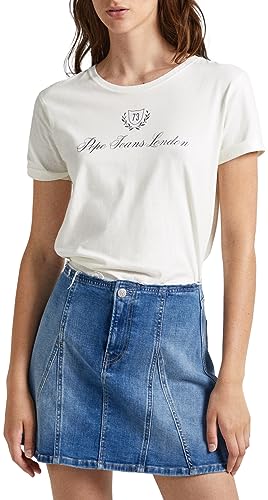 Pepe Jeans Damen Vivian T-Shirt, White (Mousse), L von Pepe Jeans