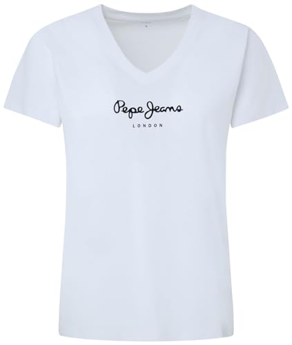 Pepe Jeans Damen Wendys V Neck T-Shirt, White (White), S von Pepe Jeans