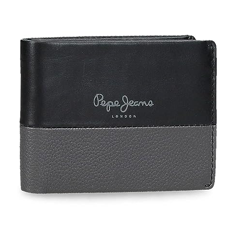 Pepe Jeans Doppelte horizontale Geldbörse mit Geldbörse, Schwarz, 11 x 8 x 1 cm, Leder, Schwarz, Talla única, Horizontale Geldbörse mit Geldbörse von Pepe Jeans