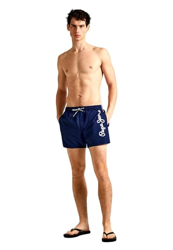 Pepe Jeans Herren Logo Badeshorts, Blau (Navy), L von Pepe Jeans