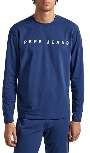 Pepe Jeans Herren Logo Tshirt LS Pajama Top, Blue (Navy), XXL von Pepe Jeans