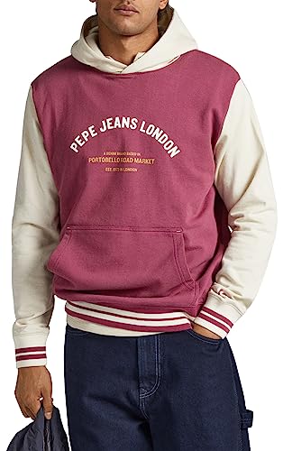 Pepe Jeans Herren Medley Hooded Sweatshirt, Red (Crushed Berry), L von Pepe Jeans