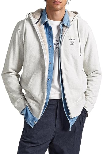 Pepe Jeans Herren Moraes Hooded Sweatshirt, Grey (Light Grey Marl), XL von Pepe Jeans