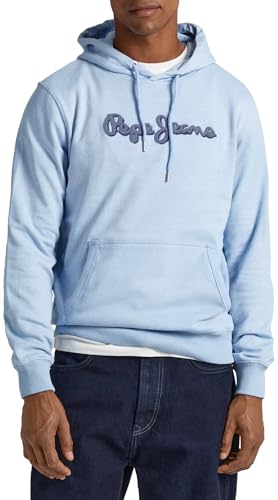 Pepe Jeans Herren Ryan Hoodie Hooded Sweatshirt, Blue (Bleach Blue), S von Pepe Jeans