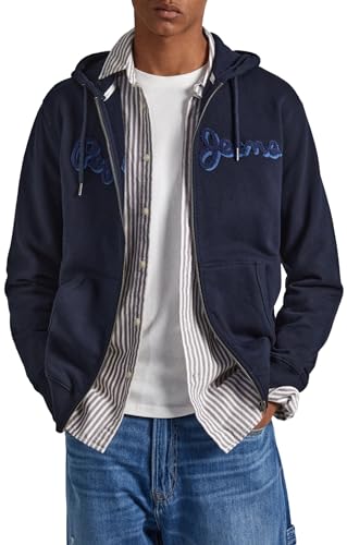 Pepe Jeans Herren Ryan Zip Hooded Sweatshirt, Blue (Dulwich), M von Pepe Jeans