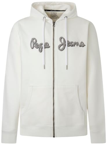 Pepe Jeans Herren Ryan Zip Hooded Sweatshirt, White (Off White), L von Pepe Jeans