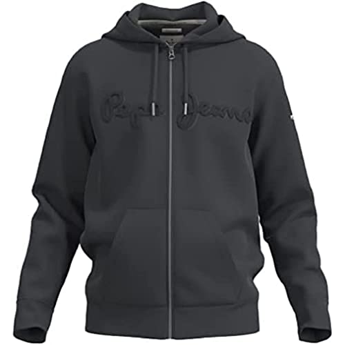 Pepe Jeans Herren Ryan Zip Sweatshirt, Black (Washed Black), XL von Pepe Jeans