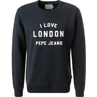 Pepe Jeans Herren Sweatshirt blau Baumwolle Logo und Motiv von Pepe Jeans