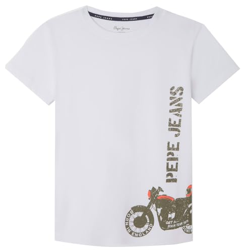 Pepe Jeans Jungen Robert T-Shirt, Weiß (Weiß), 10 Jahre von Pepe Jeans