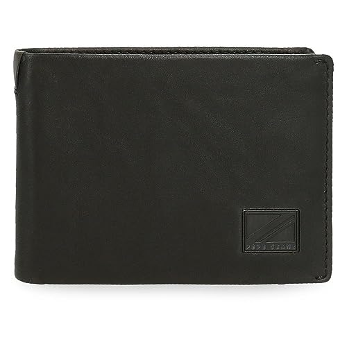 Pepe Jeans Marshal Horizontale Geldbörse mit Geldbörse, Schwarz, 11,5 x 8 x 1 cm Leder, Schwarz, Talla única, Horizontale Geldbörse mit Geldbörse von Pepe Jeans