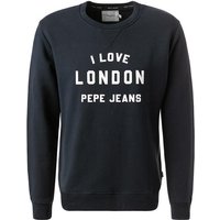 Pepe Jeans Herren Sweatshirt blau Baumwolle Logo und Motiv von Pepe Jeans